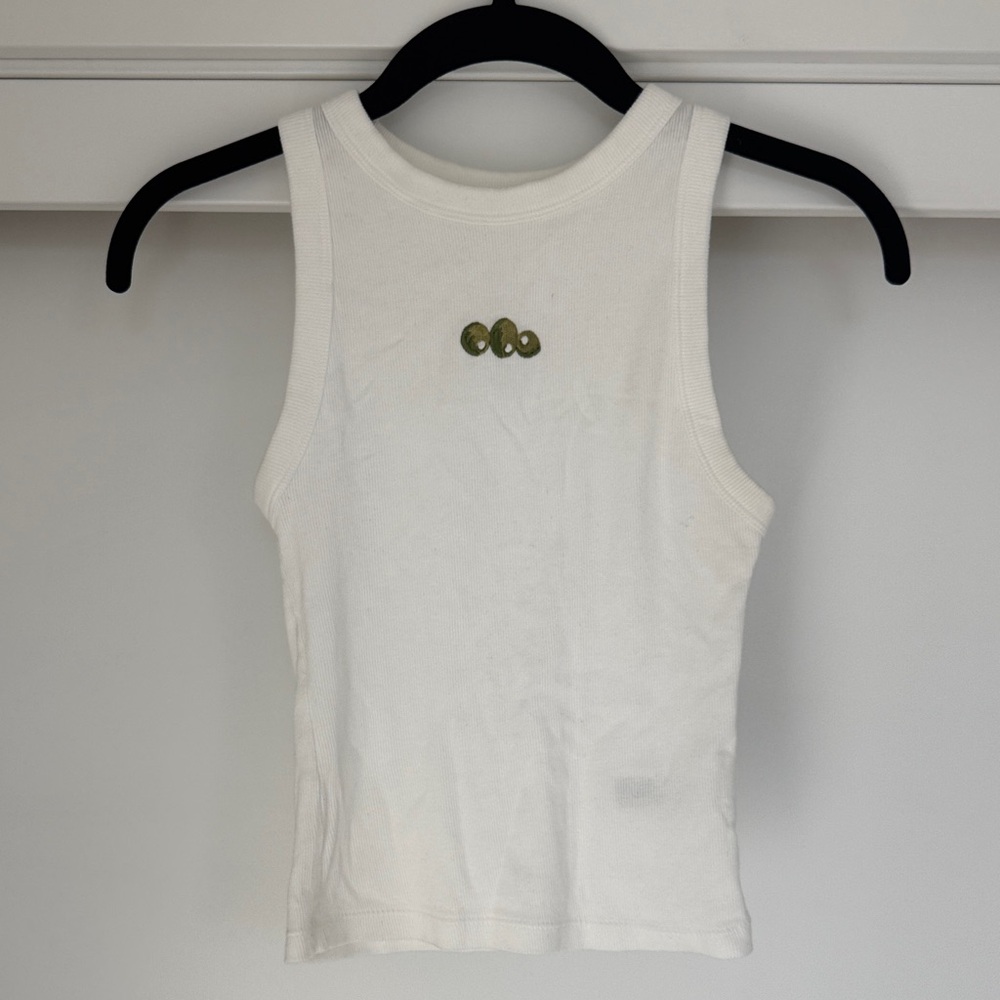 A New Day Olive Ribbed White Tank Top — Size XS